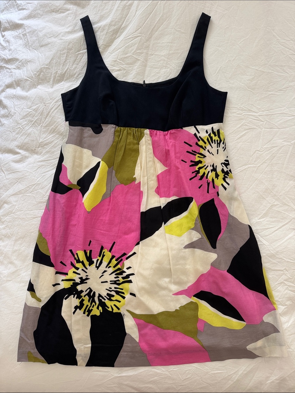Trina Turk Black Top Pink Floral Print Sundress
